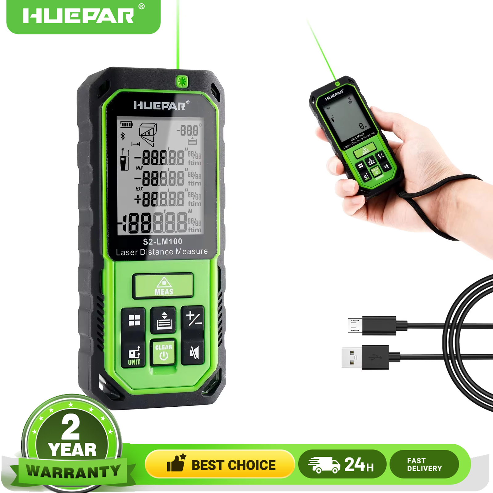 Huepar 100M Green Beam Laser R - огляд і ціна Industrial Laser Displacement Sensor